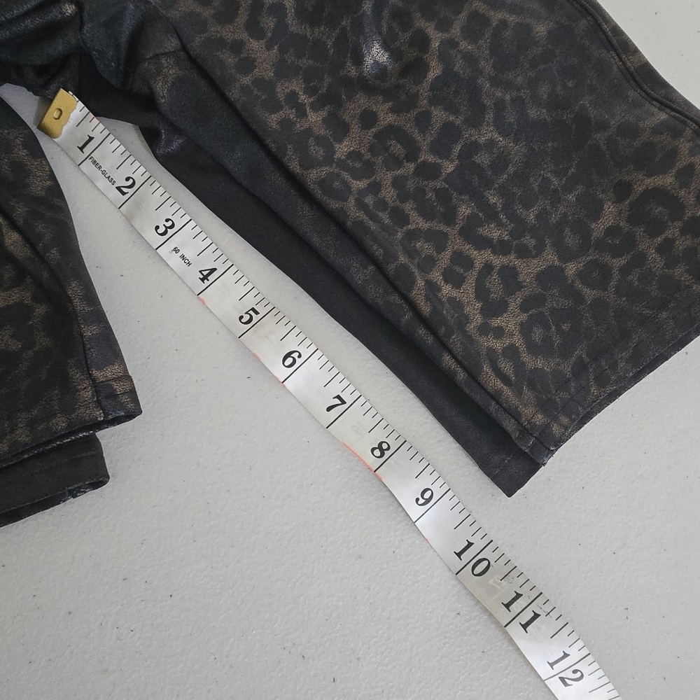 Spanx 2 Pair Black and Leopard Faux Leather Biker Shorts - Picture 10 of 15